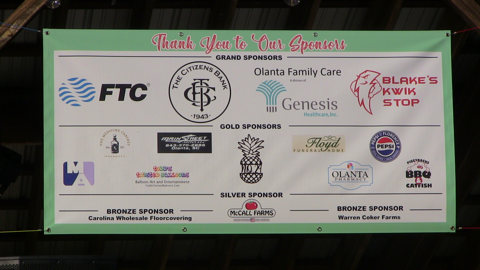 Our Wonderful Sponsors!  Thank you so much for the support
